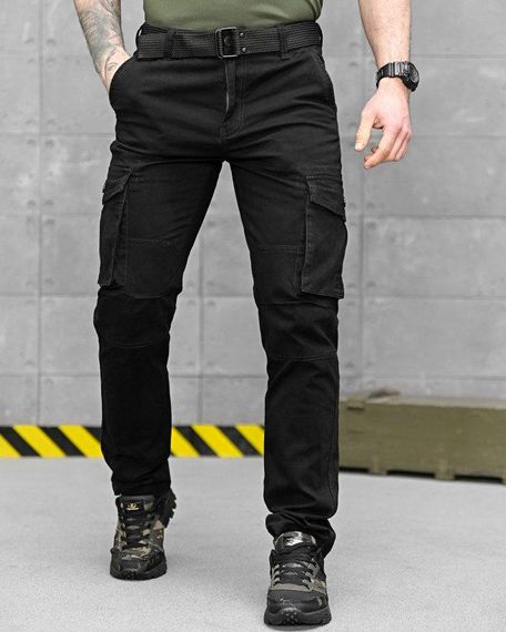 Штани карго чорні pasifik з поясом ДЛ7254