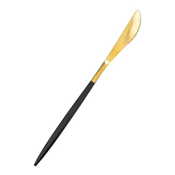 Набір столових ножів 6 штук ножі сервірувальні столові 22.5 см Чорний із золотом HP-20-6 | Зображення 1