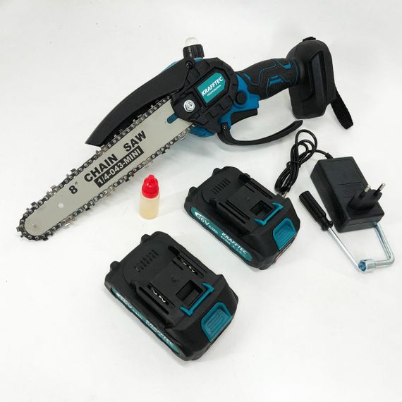 Аккумуляторная цепная мини пила 20 см в кейсе Krafftec (36V 4 Ач) + 2 аккумулятор и индикатором заряда | Зображення 5