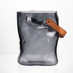 Подарункова скляна ваза сумочка з ручкою 18×9×25 (см) декоративна Сірий HP-19-157-2