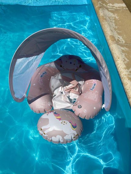 Дитячий надувний круг плотик для плавання Рожевий Єдиноріг | Зображення 1