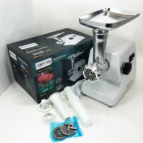 Мясорубка крупная Rainberg RB-671 2200Вт, Мясорубка с металлическим корпусом для сосисок NY-84 | Зображення 6