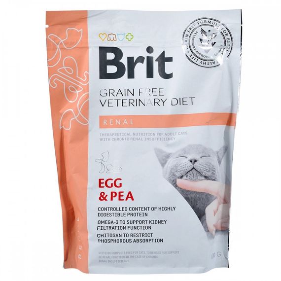 Корм сухий Brit Grain Free VetDiet Cat Renal для котів з захворюванням нирок з яйцем та горохом 400 г | Зображення 2
