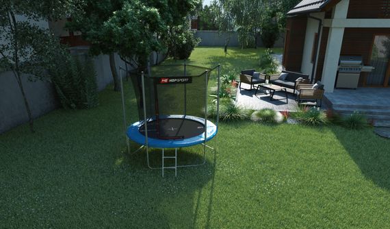 Батут Hop-Sport 8ft (244см) синій з внутрішньою сіткою | Зображення 9