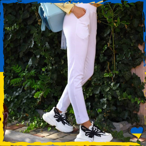 Штани жіночі трикотажні. Штани жіночі білі. 34, 36, 38 | Зображення 1