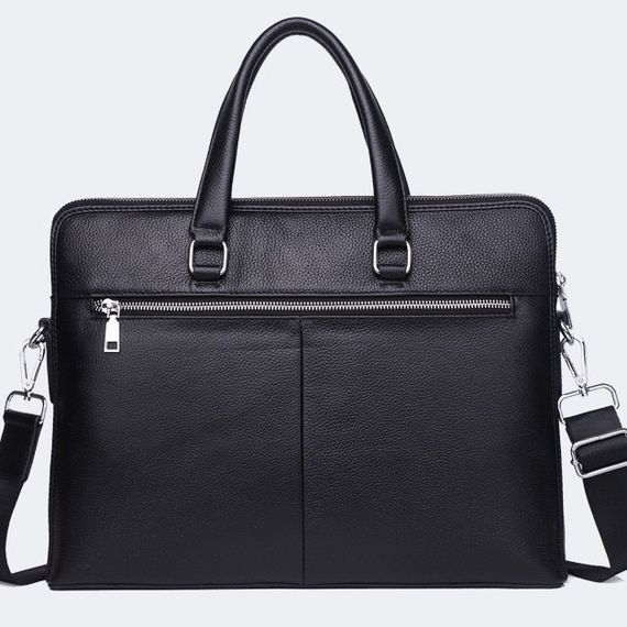 Кожаная мужская деловая сумка-портфель портфель для ноутбука черный Tiding Bag 64028 | Зображення 1
