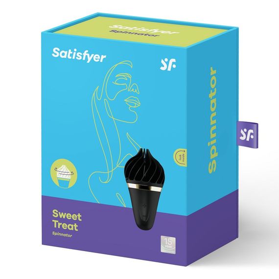 Вібростимулятор кліторальний Satisfyer Sweet Treat Spinnator у формі морозива, чорний Sex Aura | Зображення 4