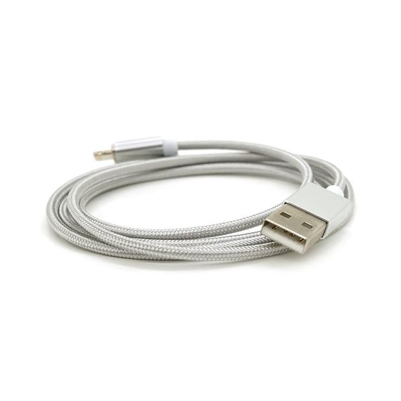 Магнітний кабель USB 2.0/Lighting, 1m, 2А, індикатор заряду, тканинне обплетення, знімач, Silver, Blister ( під наконечник 1938 ) | Зображення 3