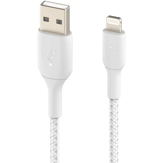 Дата кабель USB 2.0 AM to Lightning 2.0m BRAIDED white Belkin (CAA002BT2MWH) | Зображення 2