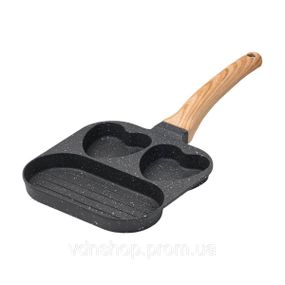 Сковорода квадратная порционная на 3 секции с антипригарным покрытием серая HP39569C