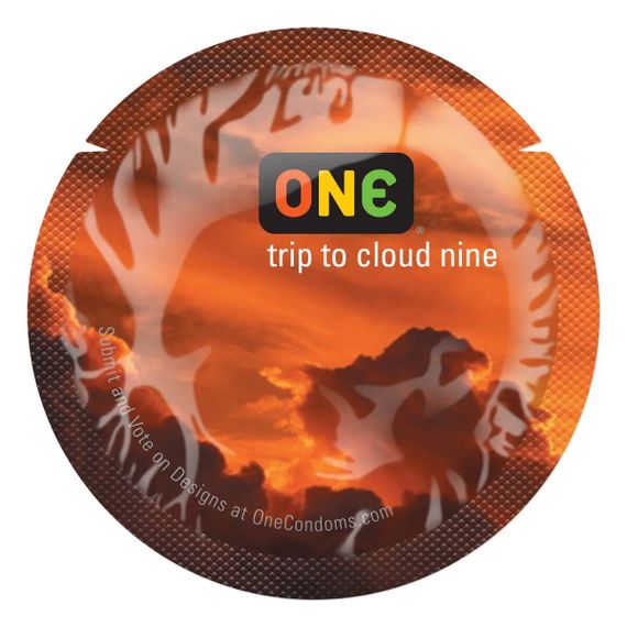 Презерватив ONE Color Sensations ONE trip to cloud nine, 1 шт, помаранчевий, гладенький, зі змазкою