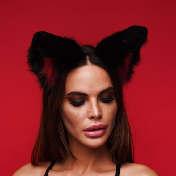 Пухнасті котячі вуха, Чорні з червоним OKOVA Sex Aura | Зображення 1