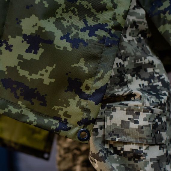 Плащ-намет із люверсами. Дощовик пончо для військових, плащ-намет тактичний HX-970 камуфляж піксель | Зображення 3