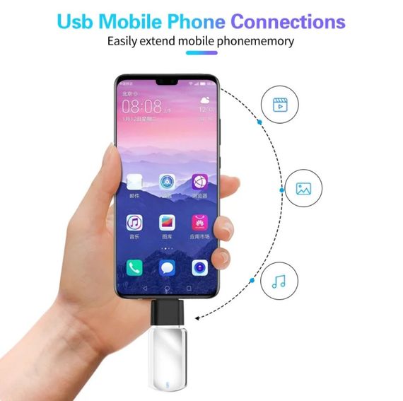 Универсальный адаптер Micro USB — USB для планшетов, ПК, телефонов. Чёрный | Зображення 1