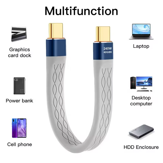 Кабель Type-C to USB-C 240 W USB4 40 Gbps для MacBook iPad Samsung | Зображення 1