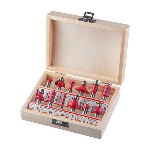 Набір фрез для деревини, 12 од. INTERTOOL HT-0071