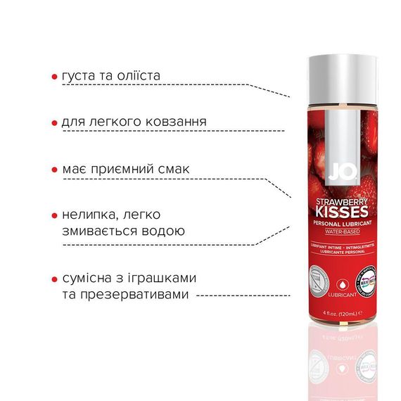 Змазка на водній основі System JO H2O — Strawberry Kiss (120 мл) без цукру, рослинний гліцерин | Зображення 2