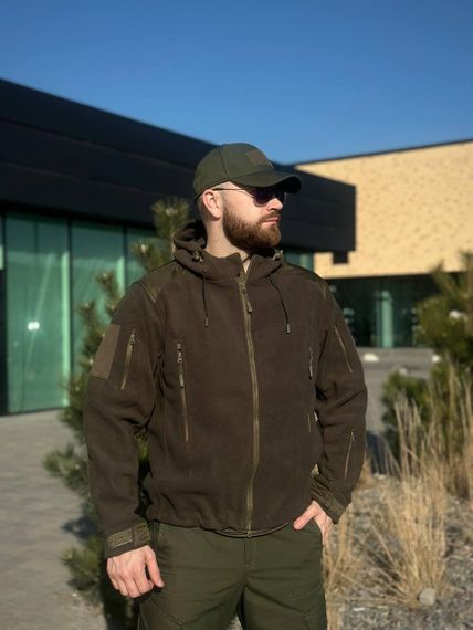 Тактична Куртка Олива мікрофліс з Капюшоном Military Olive | Зображення 5