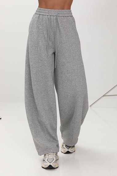 Вільні однотонні спортивні штани - сірий цвет, L (є розміри) | Зображення 5