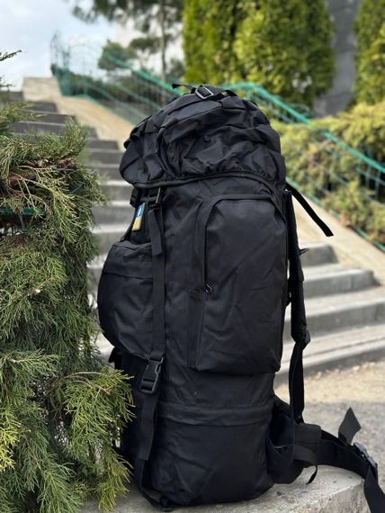 Рюкзак Чорний тактичний Каркасний 80л Black Алюмінієва рама | Зображення 8