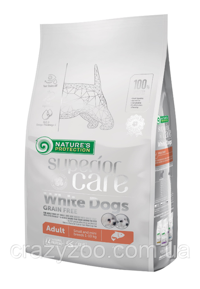 Сухой корм для собак малых пород Nature's Protection Superior Care White Dogs Adult Small&Mini Breeds Salmon с