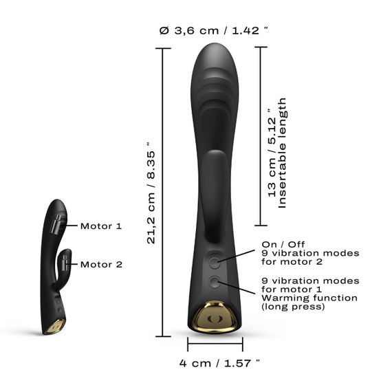 Вібратор-кролик з підігрівом Dorcel FLEXI RABBIT BLACK, гнучкий стовбур Sex Aura | Зображення 4