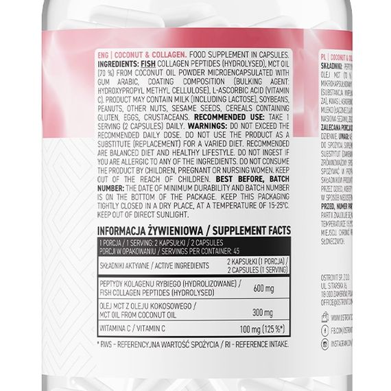 Хондропротектор (для спорта) OstroVit Coconut & Collagen 90 Caps | Зображення 1