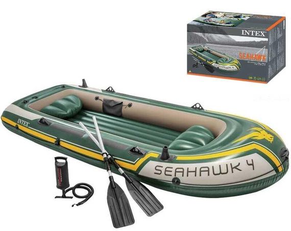 INTEX надувний човен 68351 seahawk 4 (351х145х48см), алюмінієві весла, насос | Зображення 1