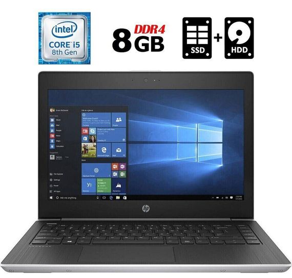 Ультрабук Б-класс HP ProBook 430 G5 / 13.3" (1366x768) TN / Intel Core i5-8250U (4 (8) ядра по 1.6 - 3.4 GHz) / 8 GB DDR4 / 128 GB SSD + 500 GB HDD / Intel UHD Graphics 620 / WebCam / Fingerprint / USB 3.1 / HDMI б/у