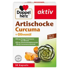 Доппельгерц екстракт Артишока + Куркуми + Омега-9 оливкової олії Doppelherz Artischocke + Curcuma + Olivenol