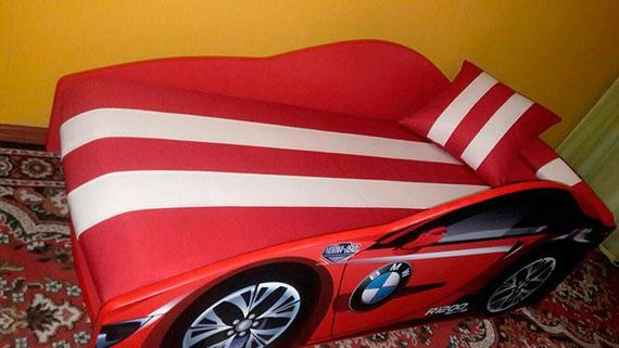 Ліжко машинка серія Еліт модель Lamborghini жовте зі спортивним матрацом і подушкою | Зображення 4