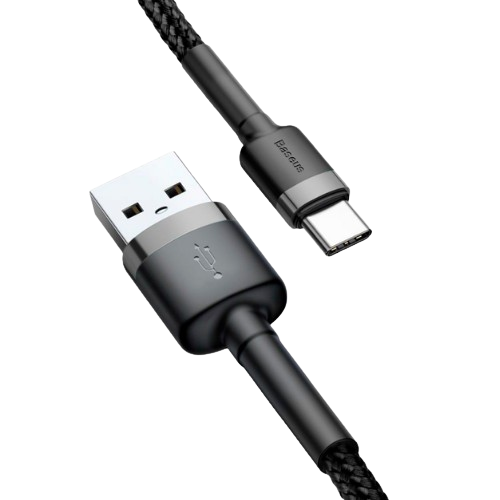 Кабель USB Type-C BASEUS Cafule 3,0A 1м сірий/чорний | Зображення 1