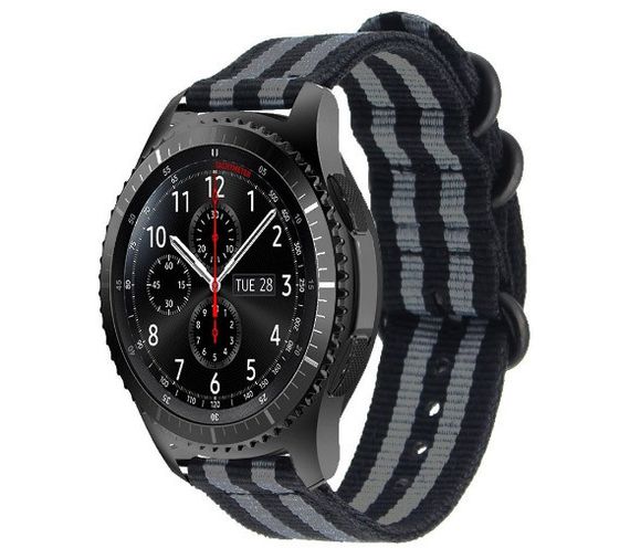 Нейлоновый ремешок Primo Traveller для часов Samsung Gear S3 Classic  SM-R770 / Frontier RM-760 - Black&Grey