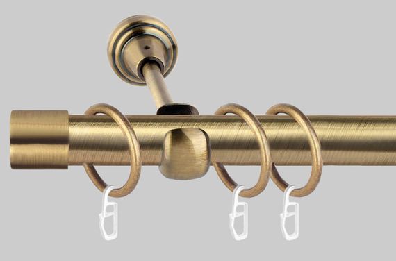 Карниз для штор металевий, однорядний 19 мм Заглушка Антик 240 див.