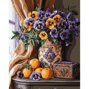 Картина по номерам "Роскошные анютины глазки" Идейка KHO3292 40х50см