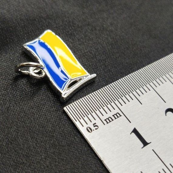 Підвіска "Прапор України" 12х16 мм, колір срібло (гіппоалергенний сплав) | Зображення 4