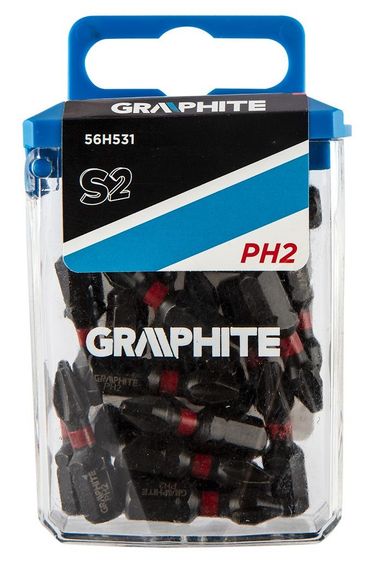 Биты  ударные GRAPHITE PH2 x 25 мм, 20 шт. (56H531)