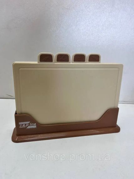 Кухонний набір дощок Zepline ZP-00220 5 предметів, з підставкою бежевий | Зображення 4