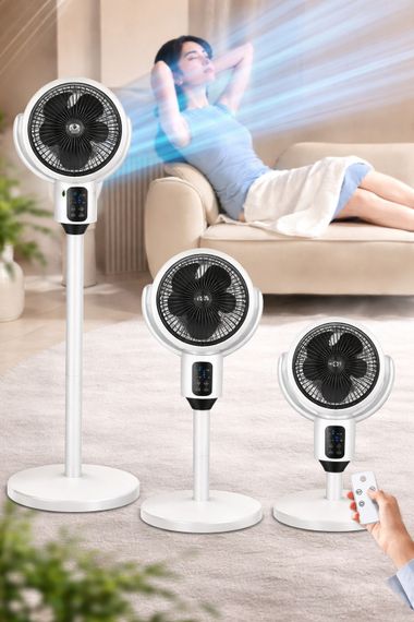 Напольный вентилятор с пультом и LED-дисплеем / Напольный аккумуляторный вентилятор с регулировкой высоты | Зображення 3