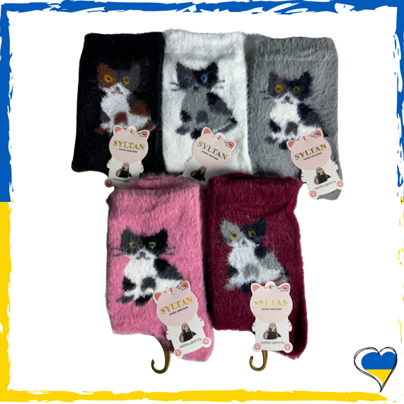 Шкарпетки жіночі норкові теплі зимові з котиками набір від 5 пар 36-41