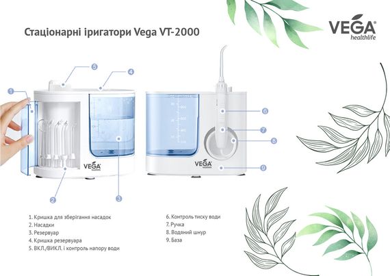 Стаціонарний іригатор ротової порожнини, артикул VT-2000 B (чорний), ТМ Vega | Зображення 4