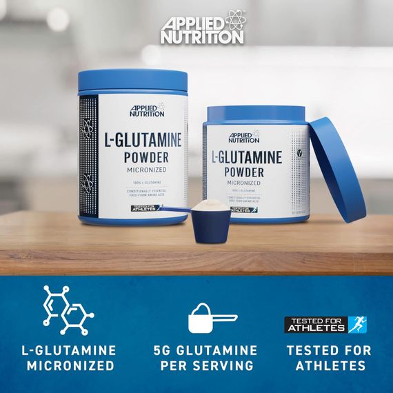 L-глютамін Applied Nutrition L Glutamine Powder Unflavoured (500g - 100 Servings) | Зображення 2