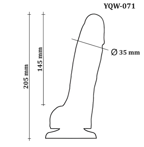 Большой фаллоимитатор с мошонкой на присоске OYO - Dildo Double Layer Silicone YQW-071 (длина 20.5 см, диаметр 3.5 см) Sex Aura | Зображення 5