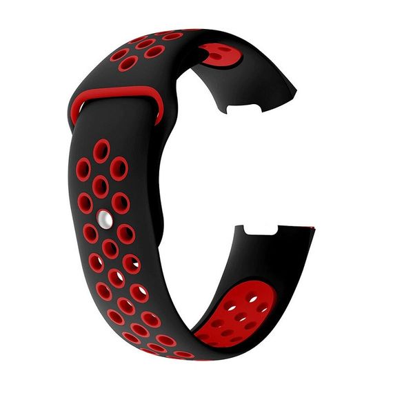 Силіконовий ремінець Primo з перфорацією для фітнес браслета Fitbit Charge 3 / 4 - Black&Red / розмір S | Зображення 2