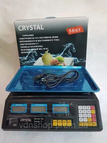 Весы Crystal 50 kg электронные настольные весы с калькулятором торговые