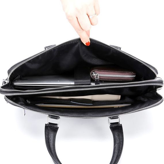 Шкіряна чоловіча ділова сумка-портфель чорна Tiding Bag 30987 | Зображення 4