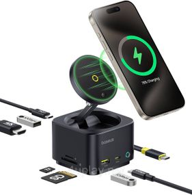 Бездротовий зарядний пристрій Baseus MagPro Series II 7-in-1 USB-C Hub with 15W Qi2 Wireless Charger