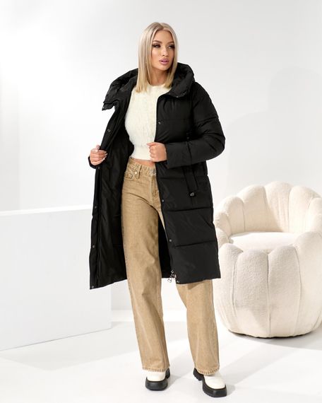 Зимове чорне пальто з помпоном що відстібається | Зображення 7