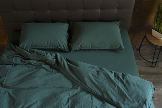 Комплект постільної білизни SoundSleep Stonewash Adriatic dark green євро зелений (92670563)
