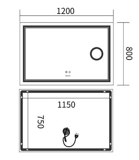 Дзеркало Mixxus Premium QUADRO MR20-120x80 (LED Touch, Anti-fog, лінза) (MP6624) | Зображення 1